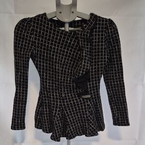 Black and White Peplum Blouse